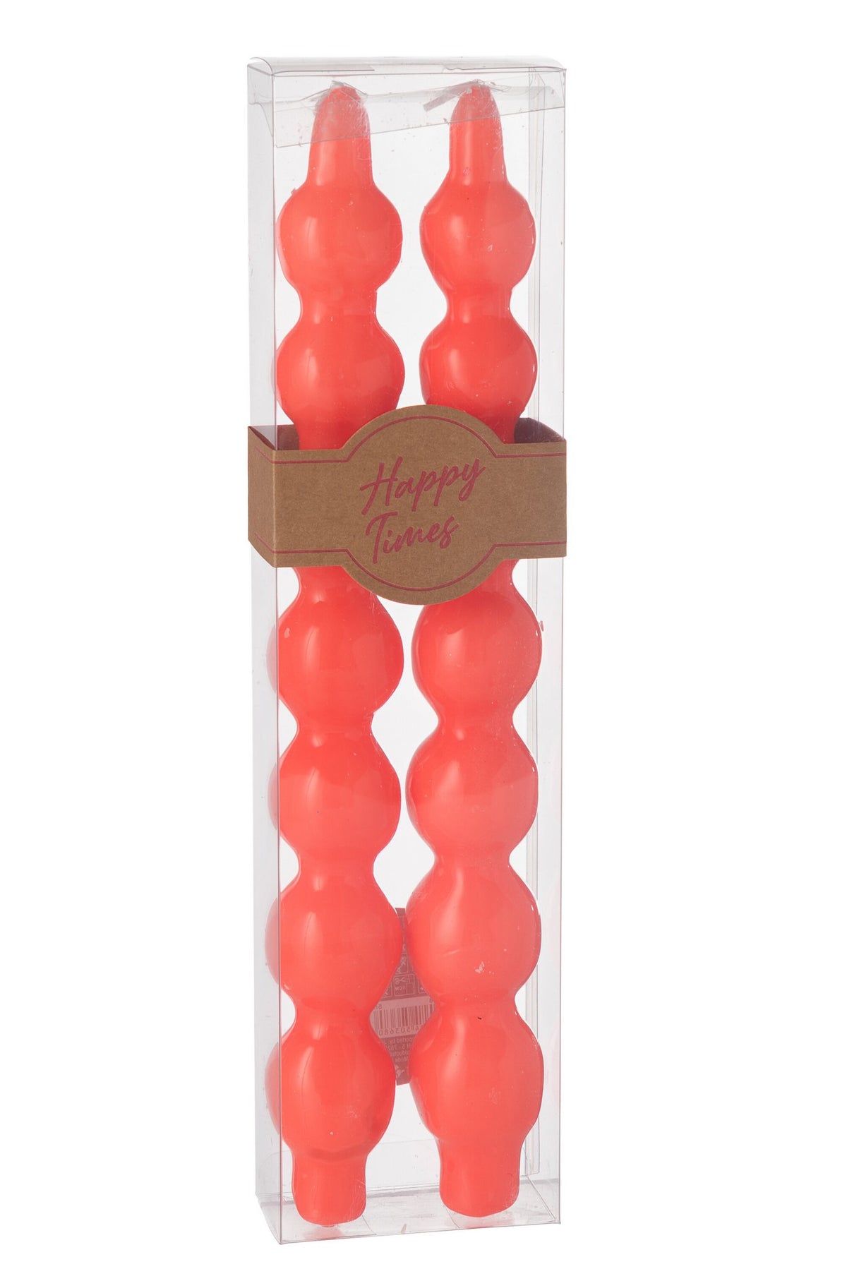 J-Line Doos Van 2 Kaarsen Kalebas Fluo Rood - 5 Uur