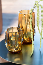 J -Line Vaas Drippy - Glas - Amber - Small - Ø 18,5 cm