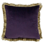 Kussen fluweel gouden franjes plum 45x45cm