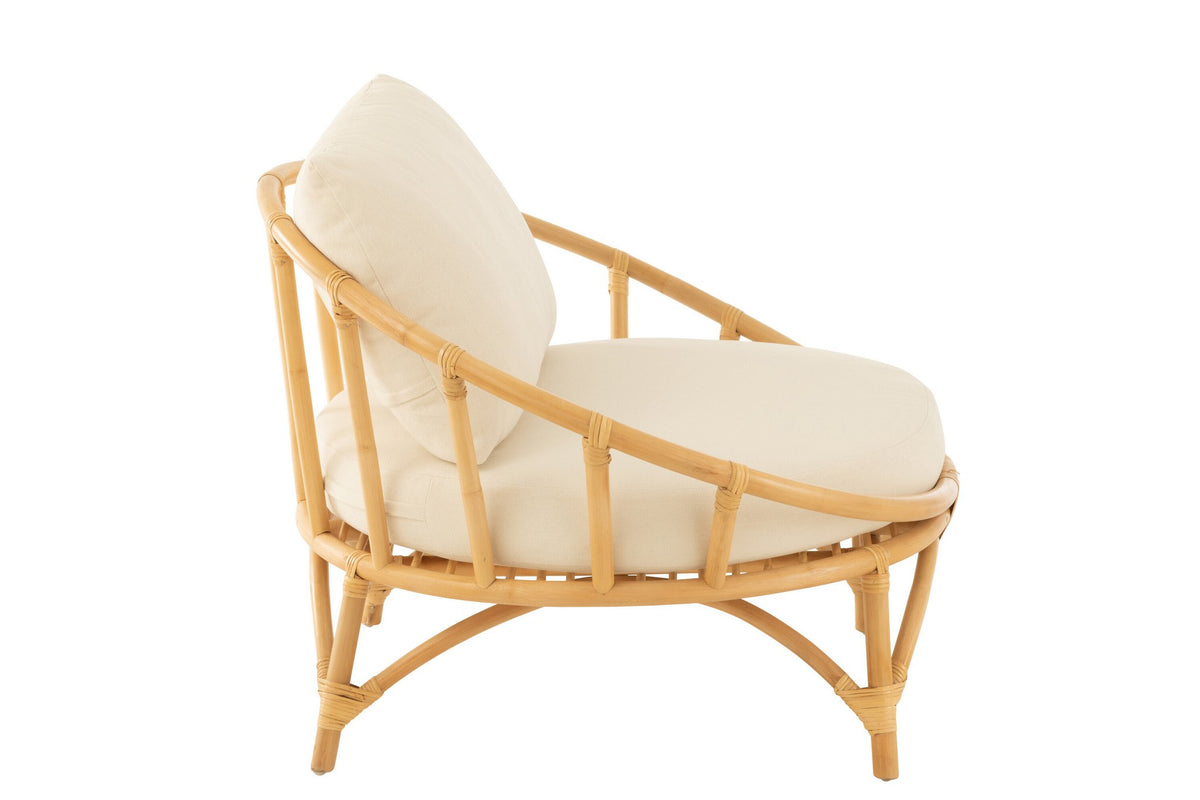 J-Line stoel + kussen - jute/textiel - naturel/wit