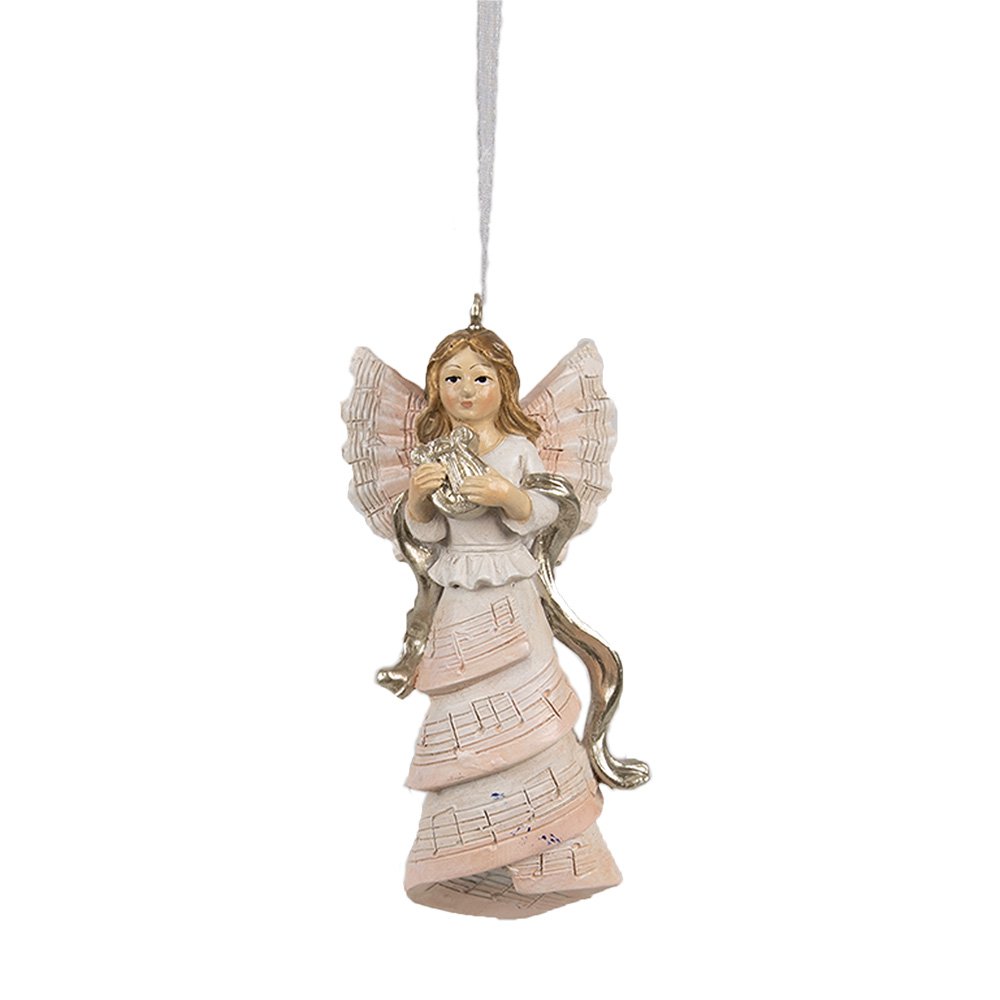 Kersthanger Engel 4x3x10 cm Roze Polyresin Kerstboomversiering