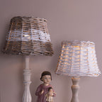 Lampenkap Ø 23x17 cm Beige Rotan Streep Rieten Lampenkap