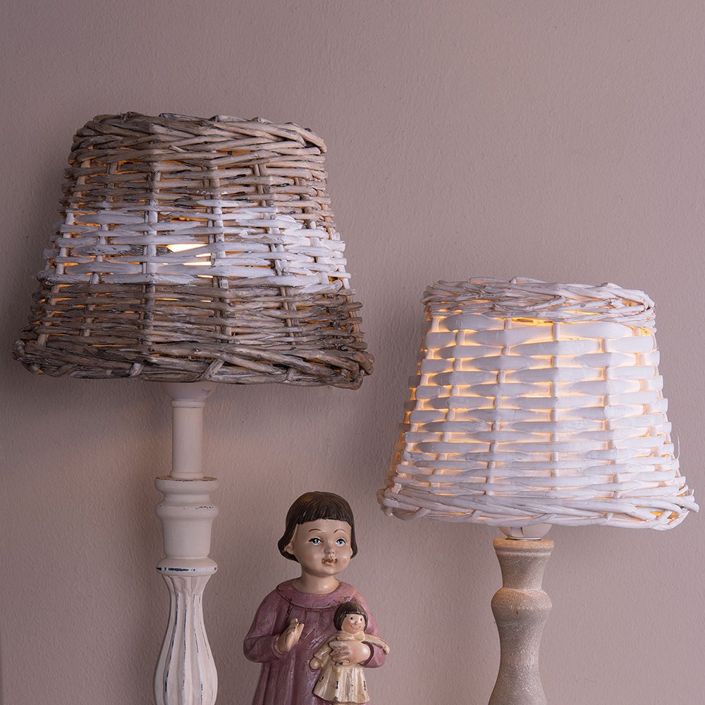 Lampenkap Ø 23x17 cm Beige Rotan Streep Rieten Lampenkap