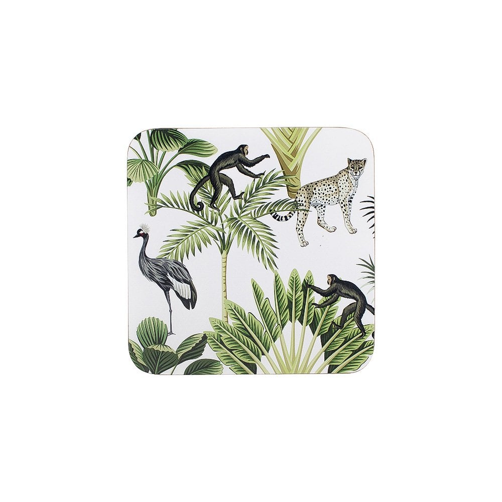 Onderzetter jungle wit 10x10cm (6)*
