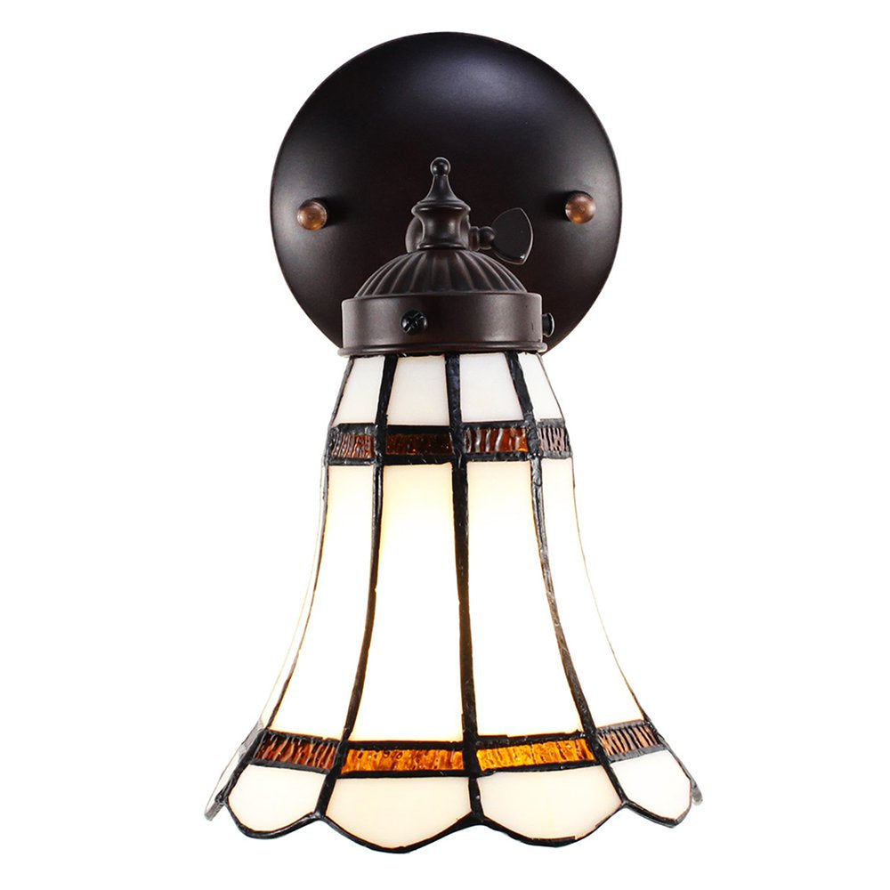 Wandlamp Tiffany 17x12x23 cm Wit Bruin Glas Muurlamp