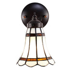 Wandlamp Tiffany 17x12x23 cm Wit Bruin Glas Muurlamp