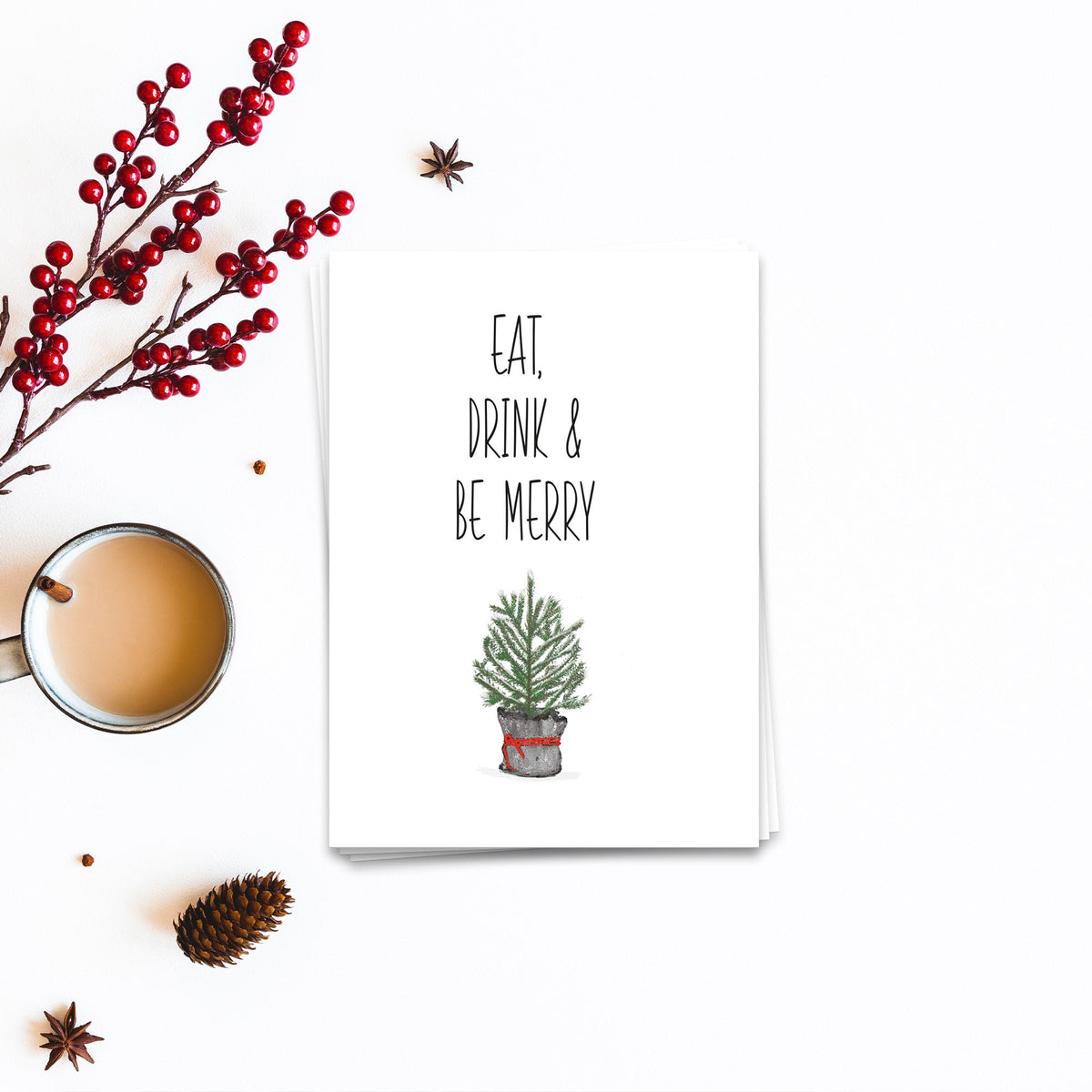 Eet, drink en wees vrolijk - Weihnachtskarte 10er set