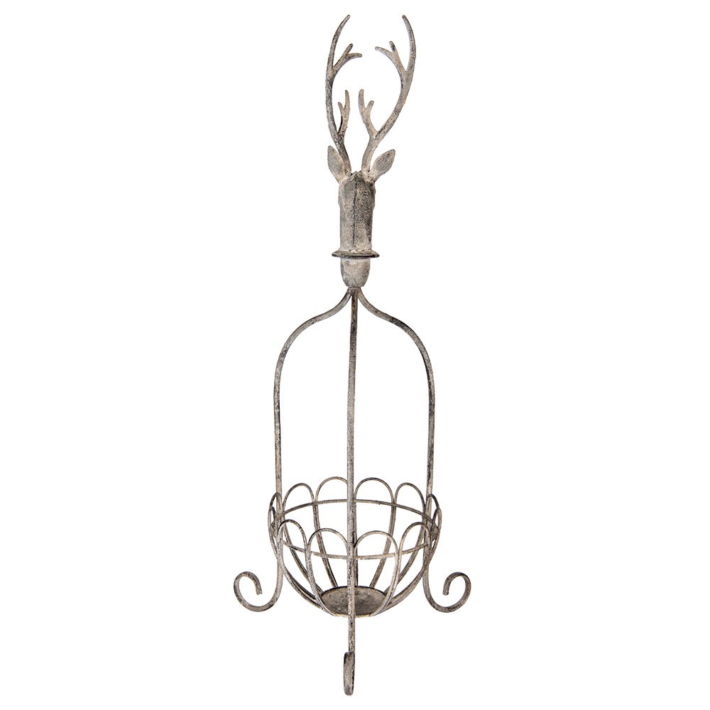 Decoratie Mand 28x28x68 cm Grijs Metaal Hert