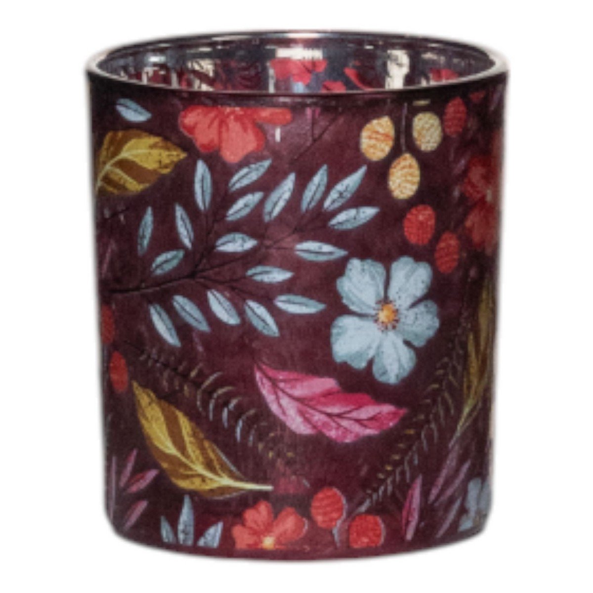 Theelichthouder Sandy bloemen roze medium 12cm