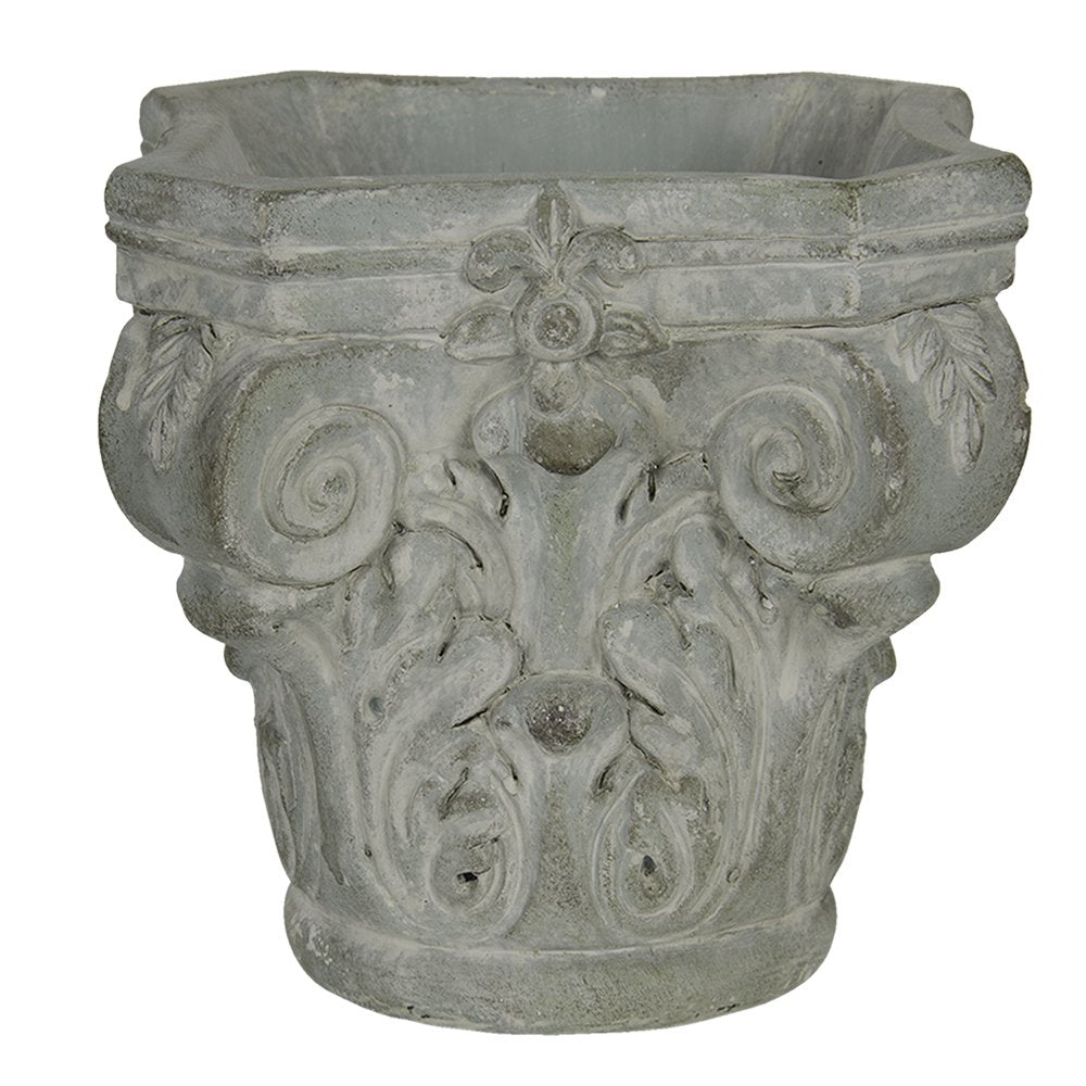 Bloempot 17x17x16 cm Grijs Groen Steen Bloempot Binnen
