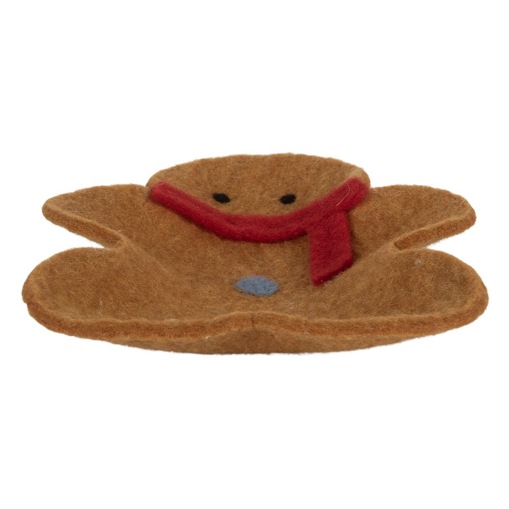Decoratie schaal Gingerbread man 19x16x4 cm Bruin Vilt