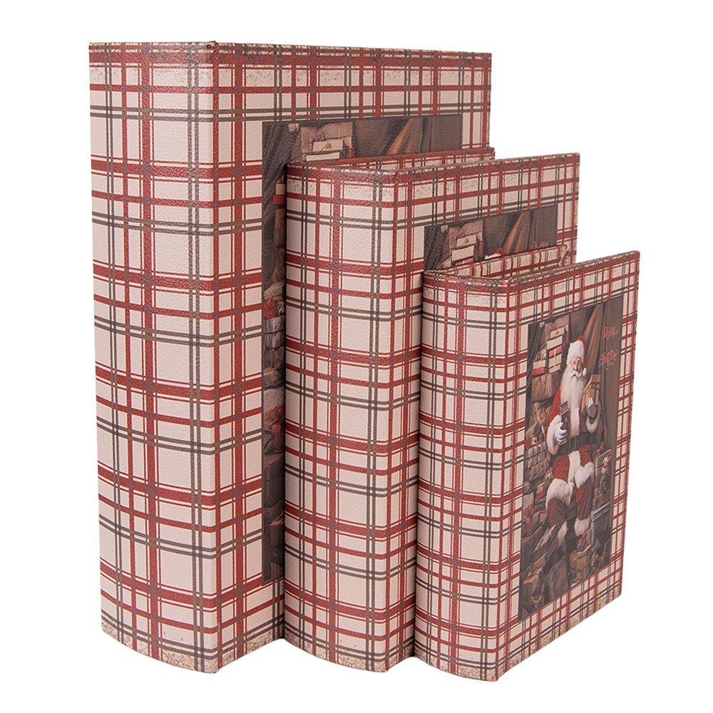 Opbergdoos Set van 3 Boeken 27/ 22 / 18 cm Bruin MDF