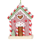 Kersthanger Gingerbread house 6x4x8 cm Roze Kunststof