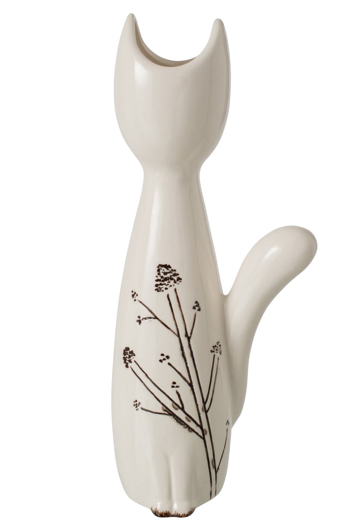 J-Line vaas Kat - porselein - wit/zwart - large