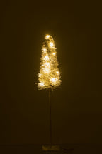 J-Line decoratie kerstboom - polyresin - wit - LED lichtjes - medium