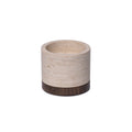 Travertine kaarshouder M Ø9,5x6,5cm incl. hout plateau