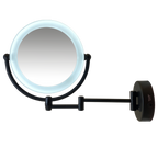 Metalen verlichte Make-up LED wandspiegel Spiegel zwart Ø19cm doorsnee