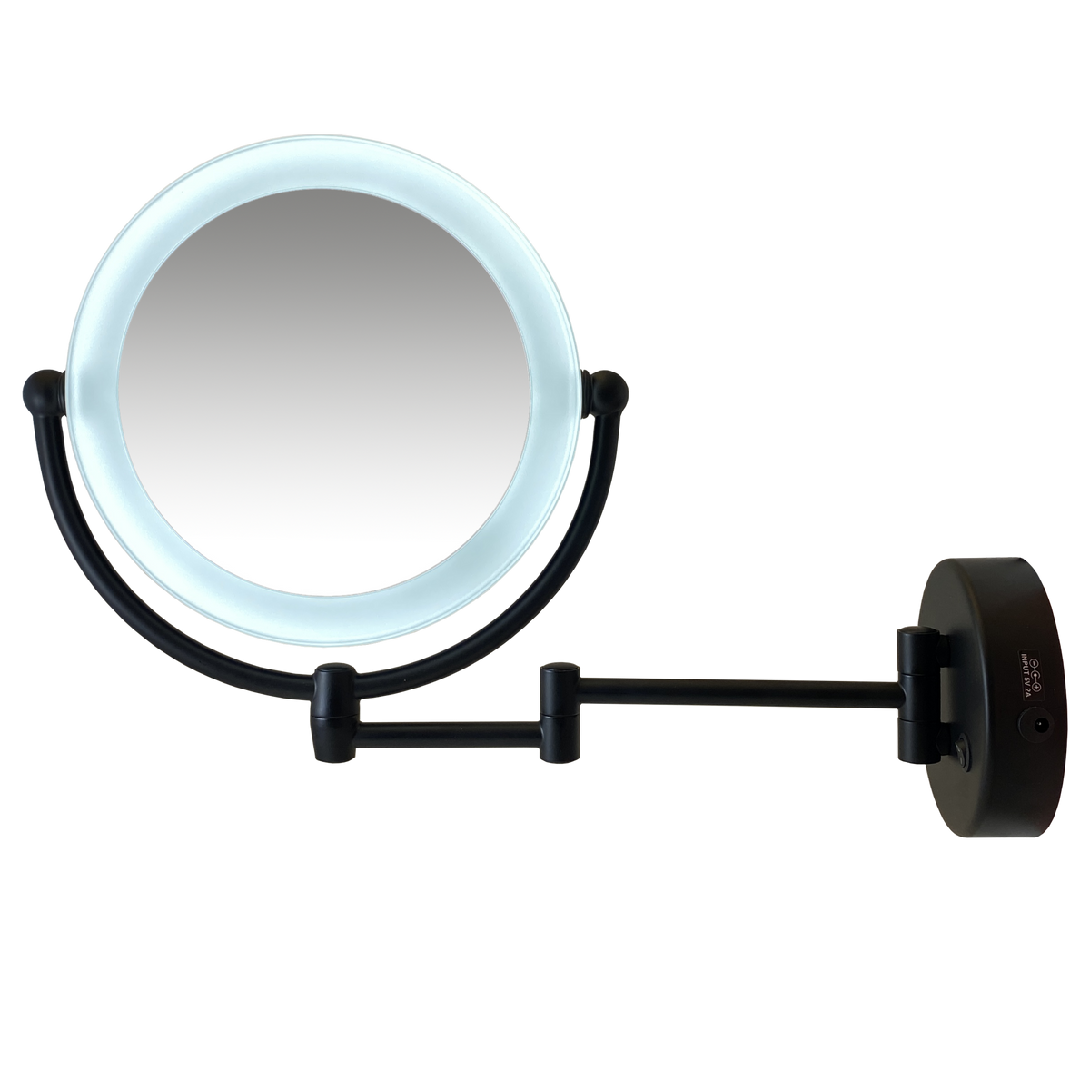Metalen verlichte Make-up LED wandspiegel Spiegel zwart Ø19cm doorsnee