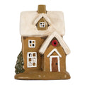 Waxinelichthouder Huis 15x12x20 cm Bruin Keramiek