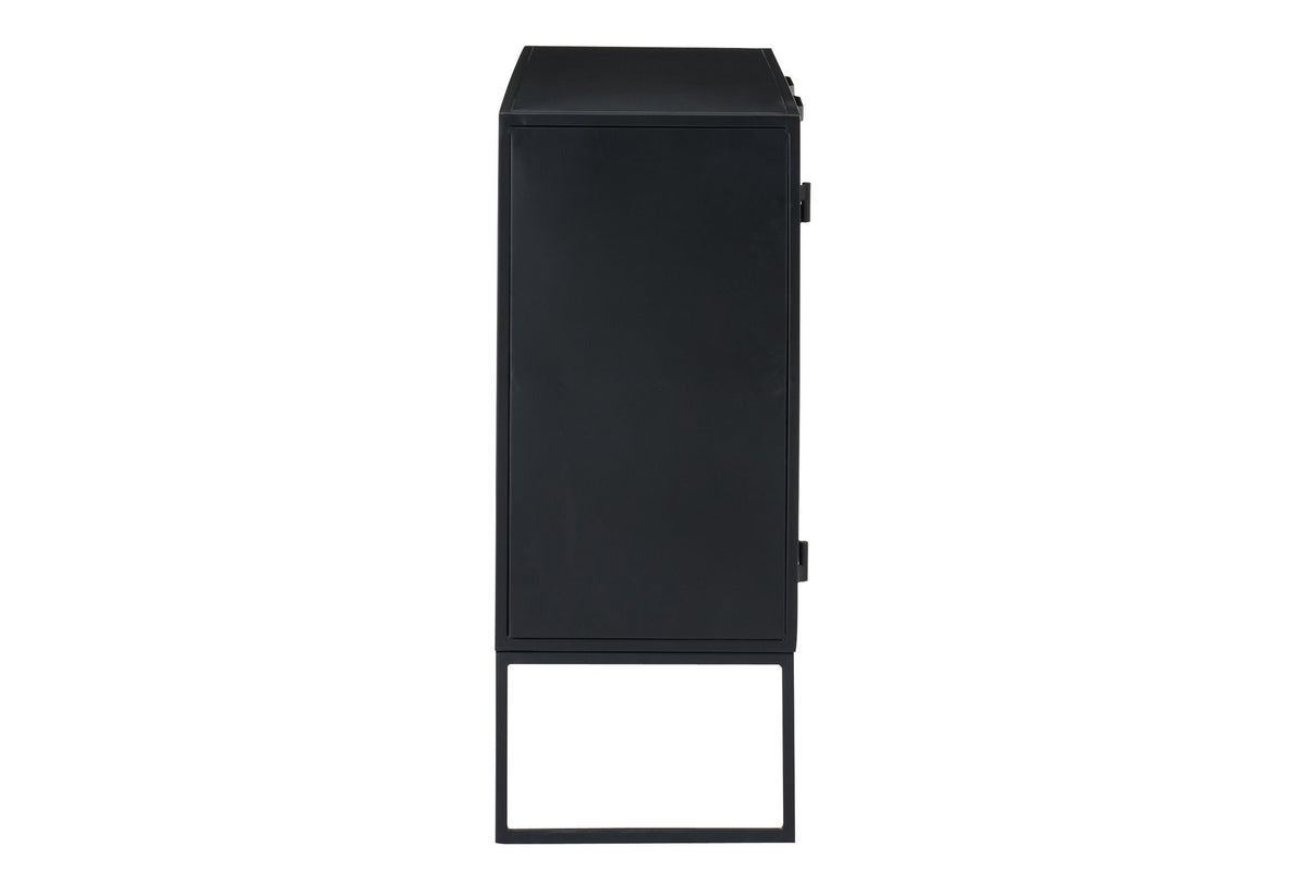 J-Line kast Rieten Panelen - hout - zwart/naturel