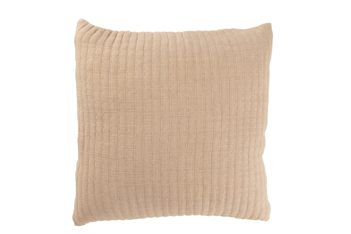 J-Line Kussen Teddy Strepen Stiksel Katoen/Polyester Beige