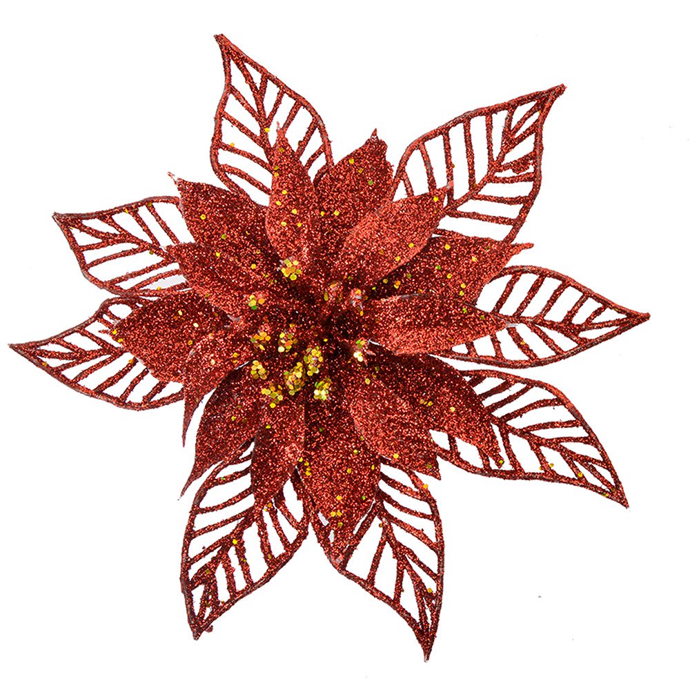 Kersthanger Set van 2 Kerstster 15 cm Rood Kunststof