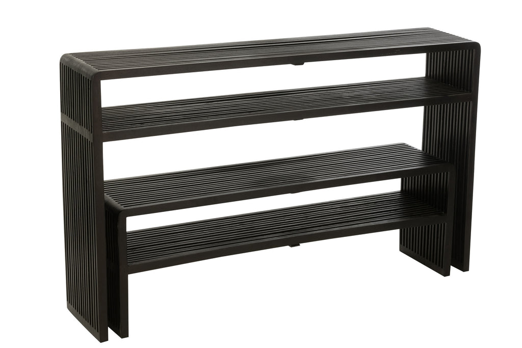 J-Line console Met Schap - hout - zwart - set van 2