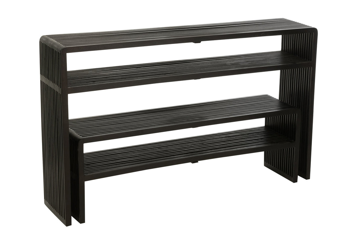 J-Line console Met Schap - hout - zwart - set van 2