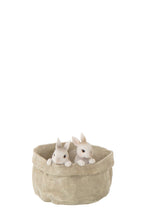 J-Line decoratie Konijn In Pot - polyresin - beige/wit