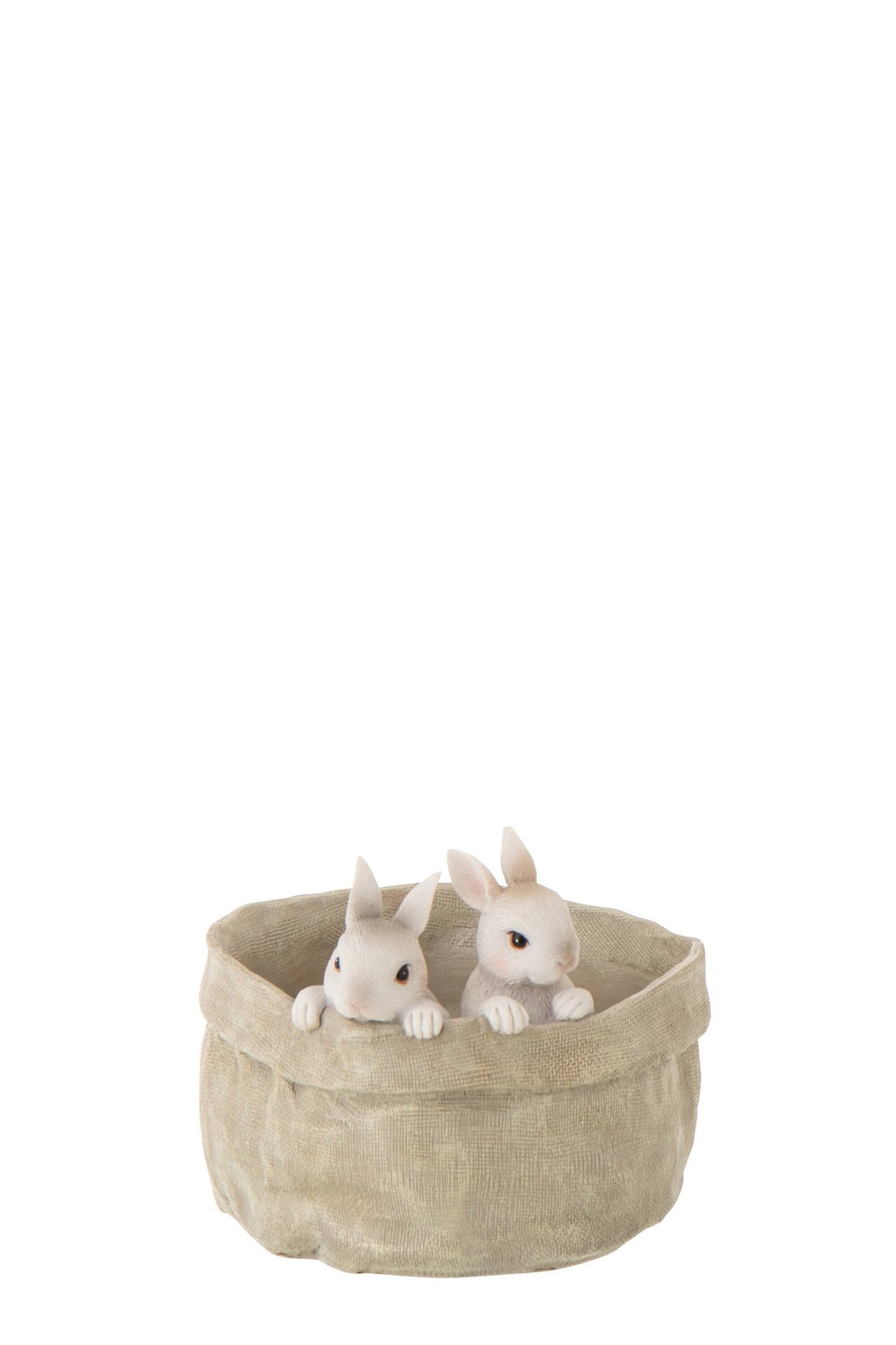 J-Line decoratie Konijn In Pot - polyresin - beige/wit