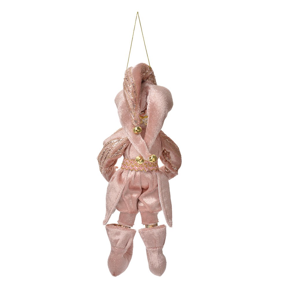 Decoratie hanger elf 10x8x28 cm roze textiel