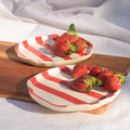 Serveerbord | Keramiek Rode Streep | Set van 2, 5 inch