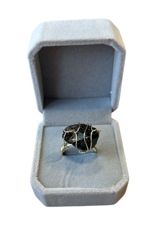 Dames ring met zwarte Obsidiaan