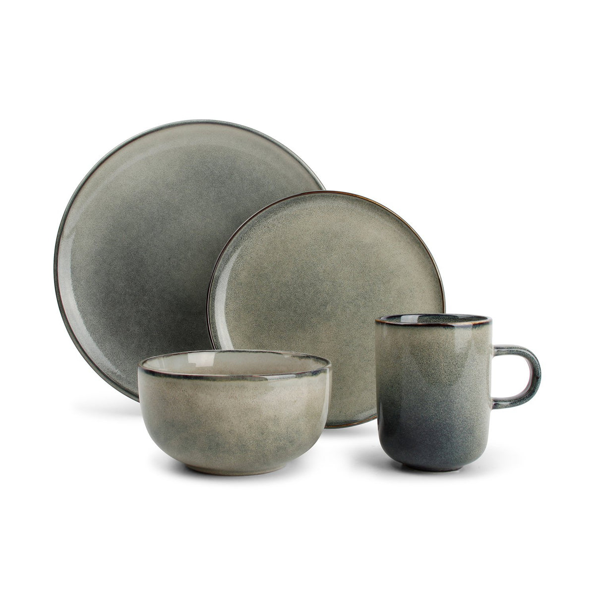 Dinner set 16 stuks groen/blauw meridiaan