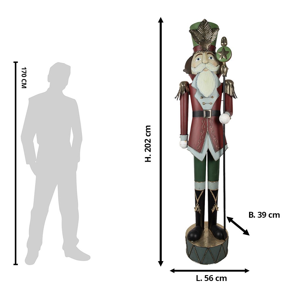 Beeld Notenkraker 202 cm Rood Metaal Kerstdecoratie