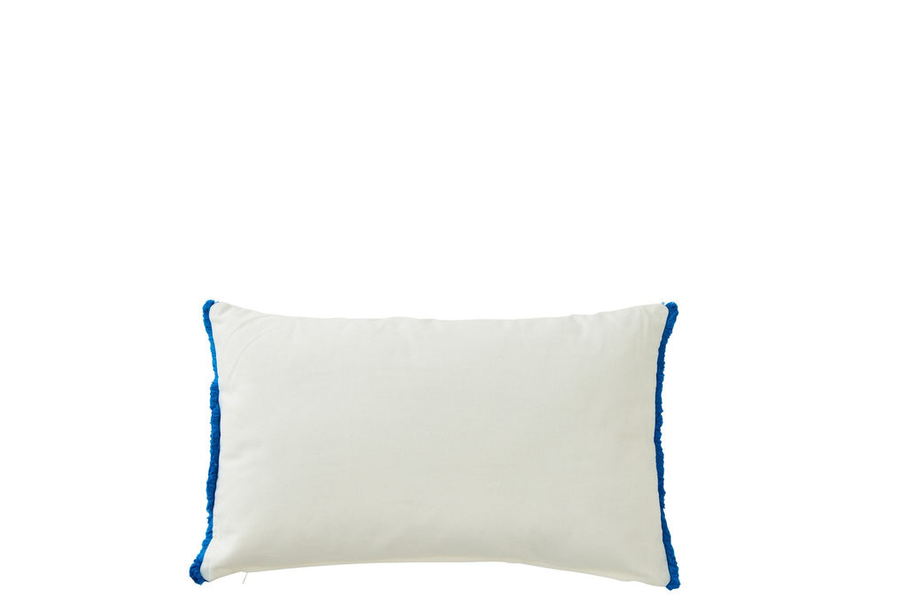 J-Line kussen Sardienen - katoen - wit/blauw
