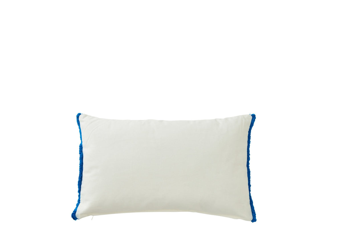 J-Line kussen Sardienen - katoen - wit/blauw