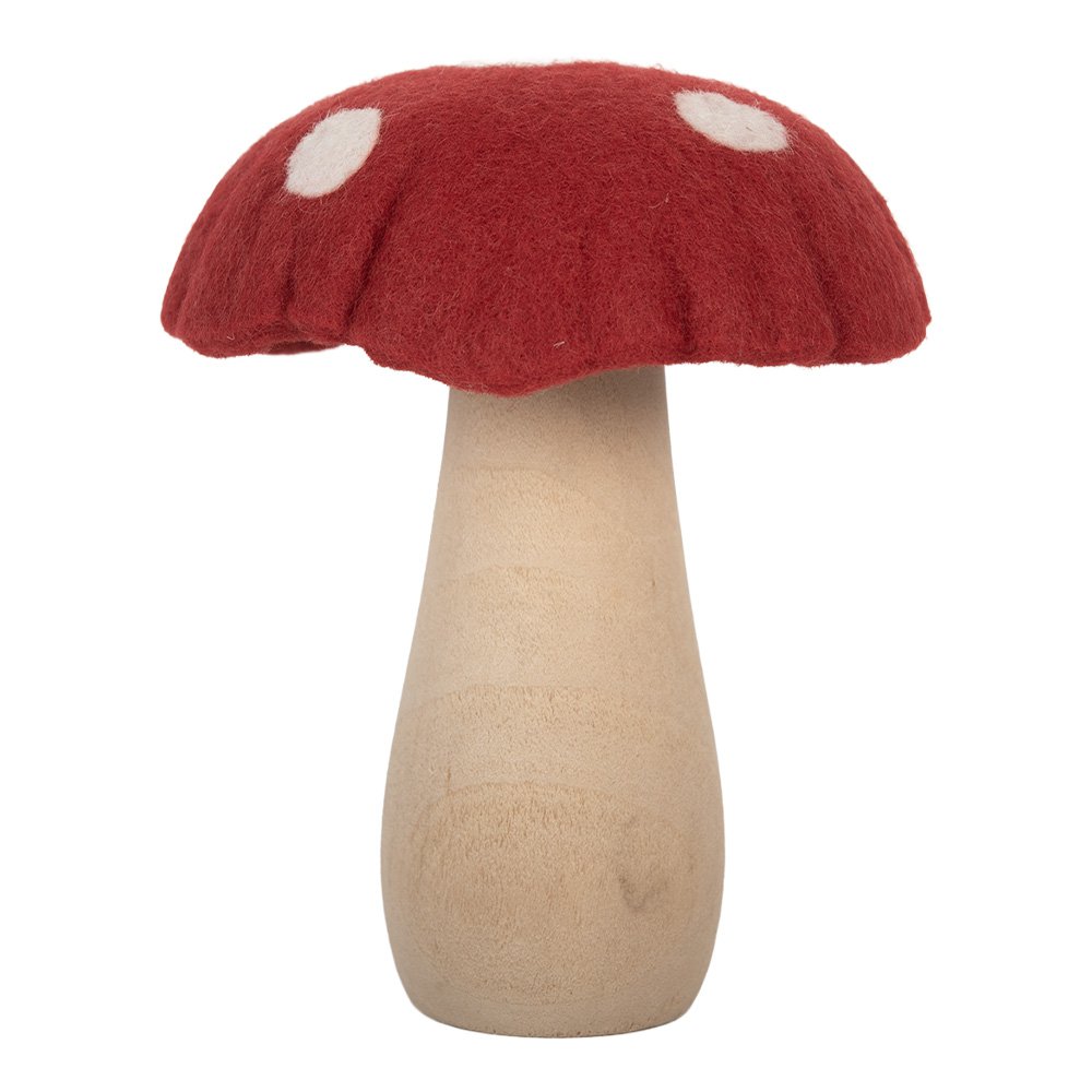 Decoratie Paddenstoel 12x12x15 cm Rood Vilt