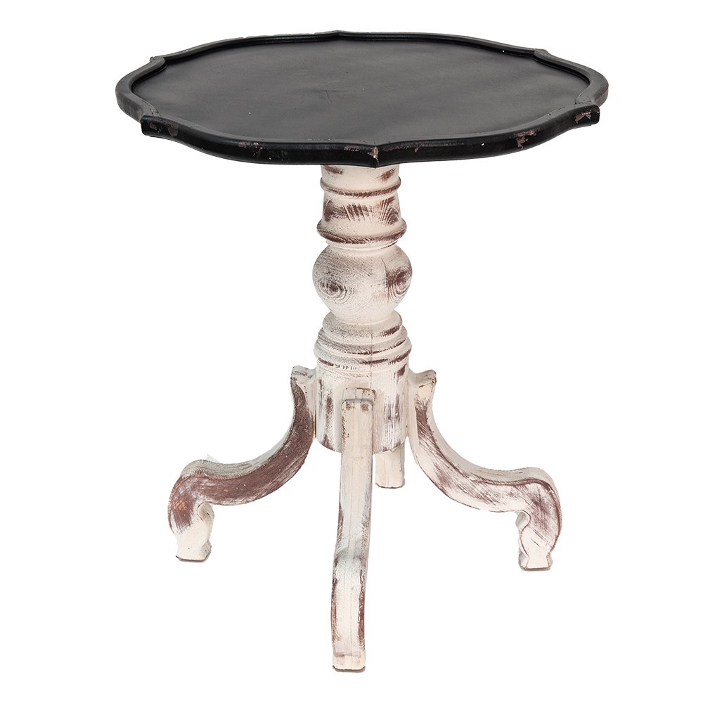 Bijzettafel Ø 66x75 cm Zwart Wit Hout
