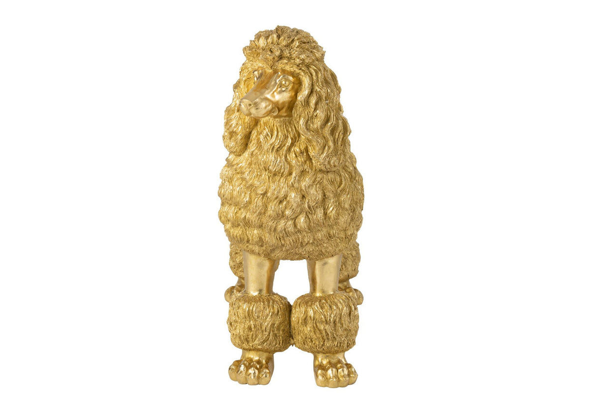 J-Line decoratie Poedel Staand - polyresin - goud - extra L
