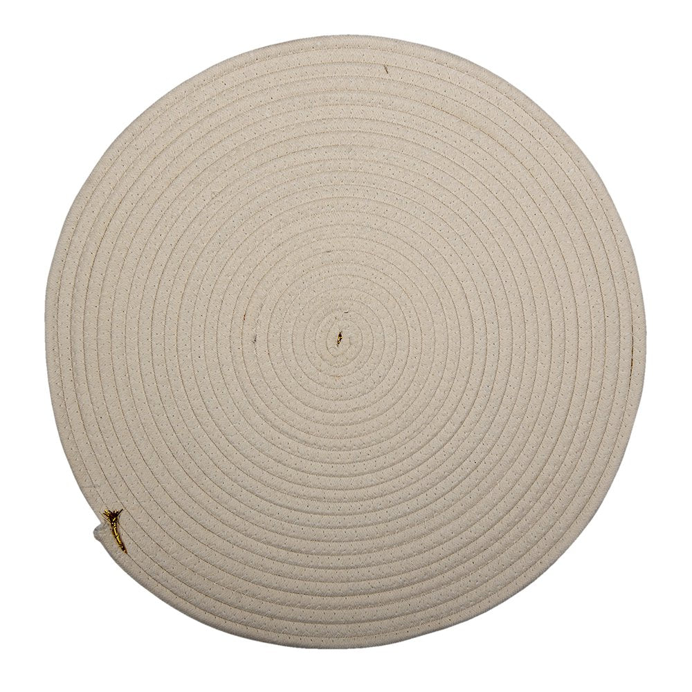 Placemat Riet Ø 51x1 cm Wit Geel Jute Cirkel Tafelmat