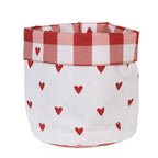 Broodmand Ø 15x16 cm Wit Rood Katoen Hartjes