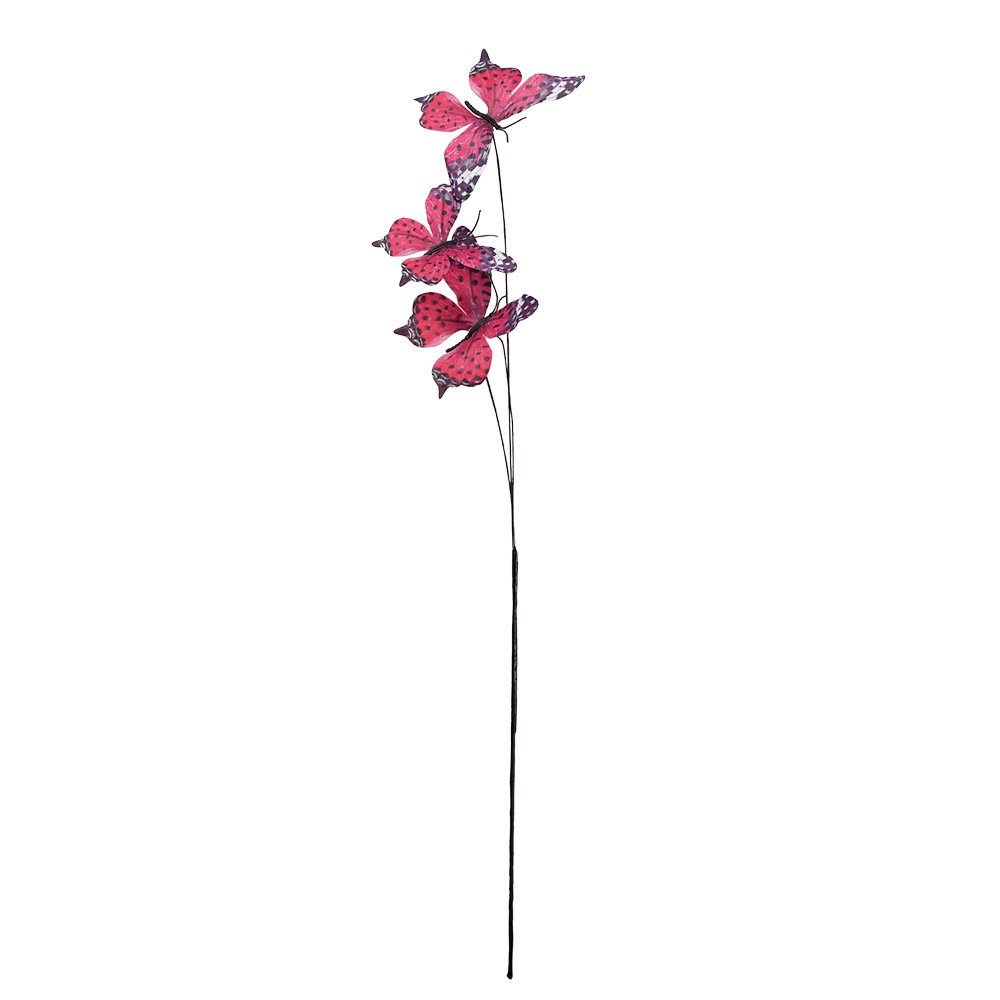 Decoratie Tak Vlinder 10x10x65 cm Roze Textiel