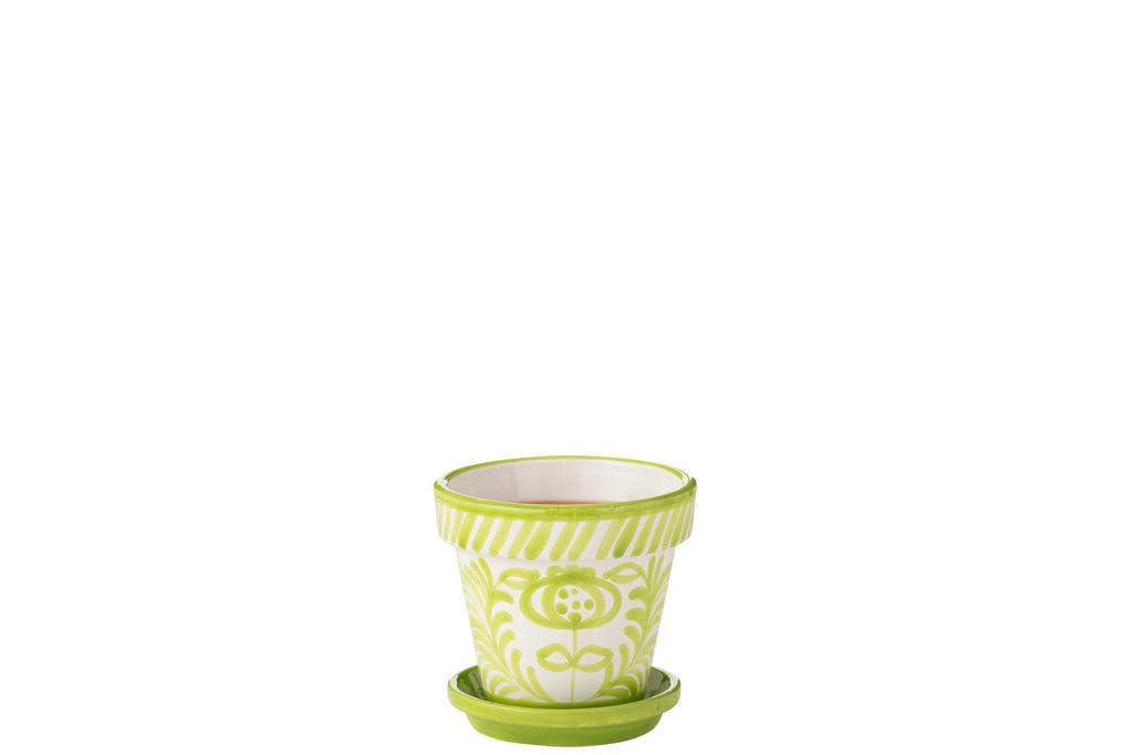 J-Line bloempot Granada - keramiek - groen - small - Ø 21 cm