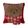 Cat met shawl kussen bruin rood 40x40cm