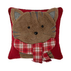 Cat met shawl kussen bruin rood 40x40cm