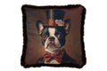 J-Line kussen Bulldog + Hoed - polyester - bruin