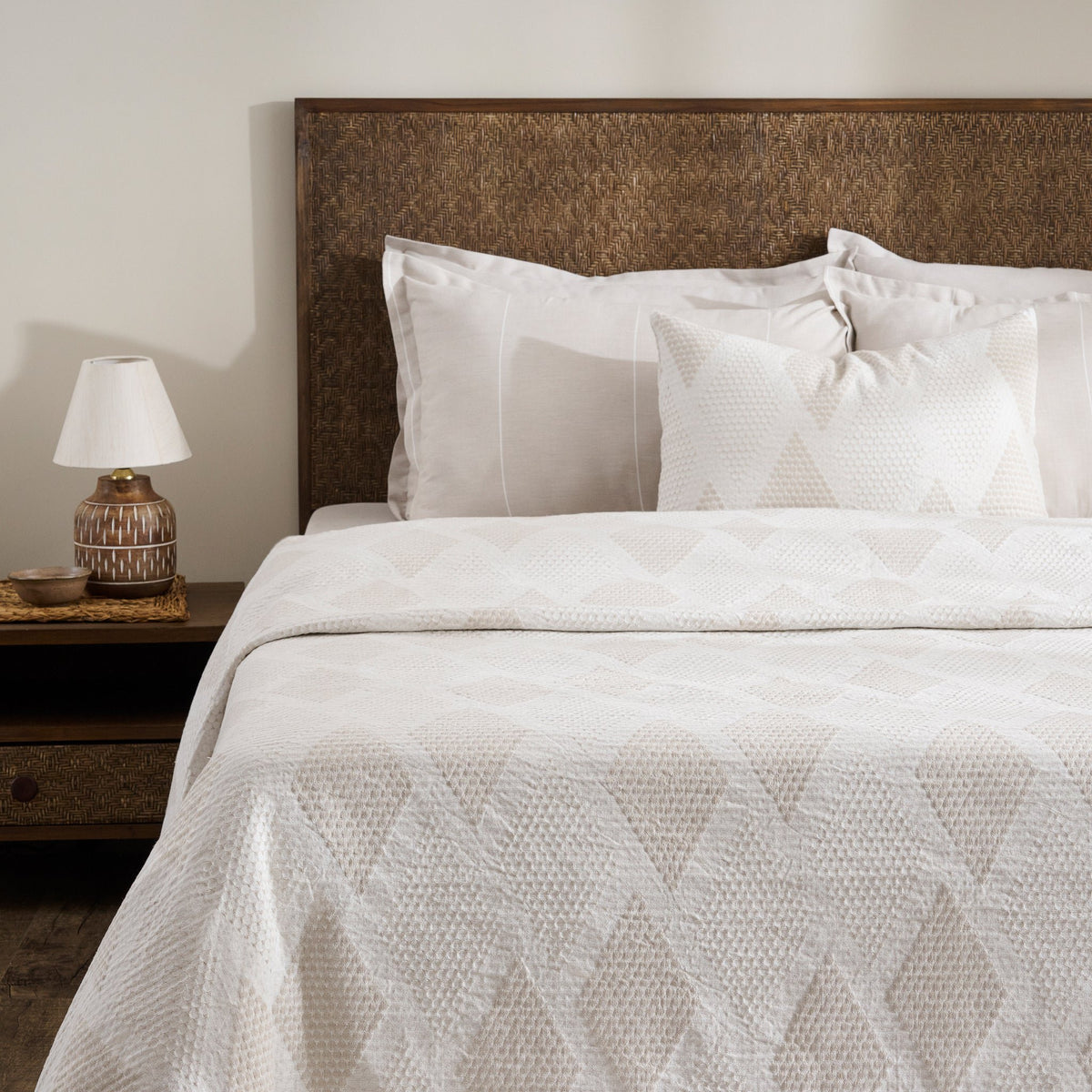 Bedset | Katoen Linnen Jacquard Diamant | Koning, 8-delige set