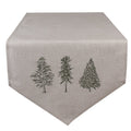 Tafelloper 50x160 cm Beige Groen Katoen Dennenbomen