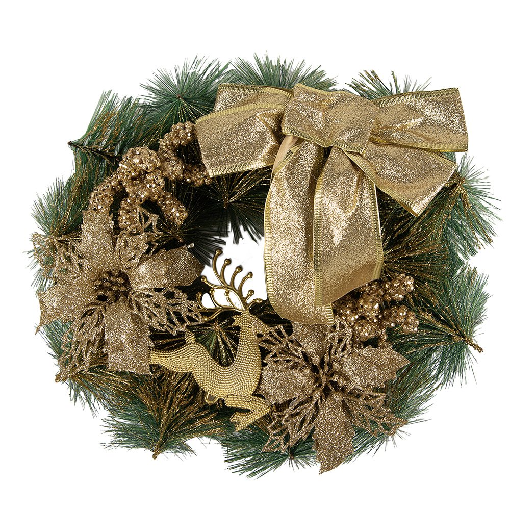 Kerstkrans Ø 30 cm Goudkleurig Kunststof